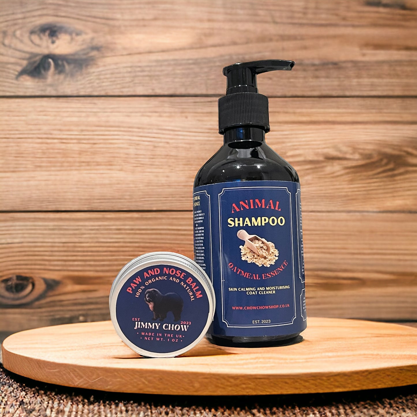 GIFT SET - Animal Oatmeal Essence Shampoo 300ml + Jimmy Chow Dog Paw and Nose Balm Lick-Safe with Hemp Oil, Bubblegum Scent